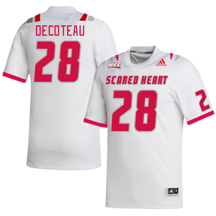 Men-Youth #28 Jaylen DeCoteau Scared Heart Pioneers 2023 College Football Jerseys Stitched-White
